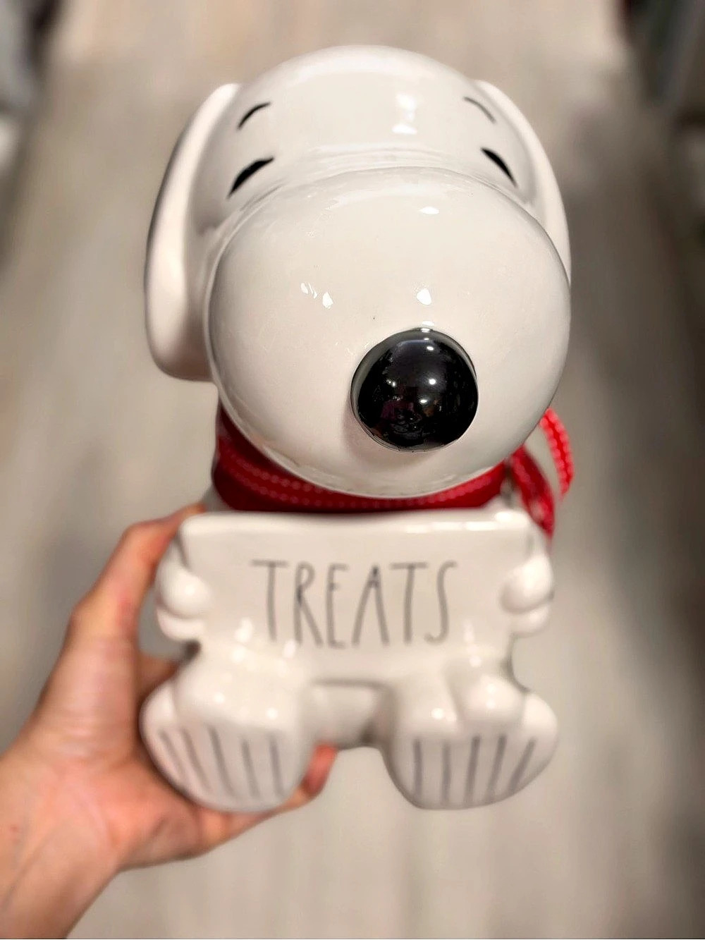 Rae Dunn Peanuts Snoopy Treats Figural Canister White & Red